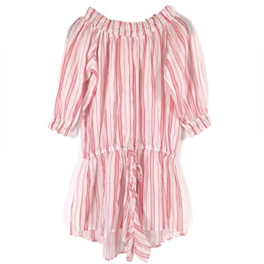NWT Everjey REVOLVE Romper worn on/off shoulders Sheer Striped‎ Cotton Size S/P